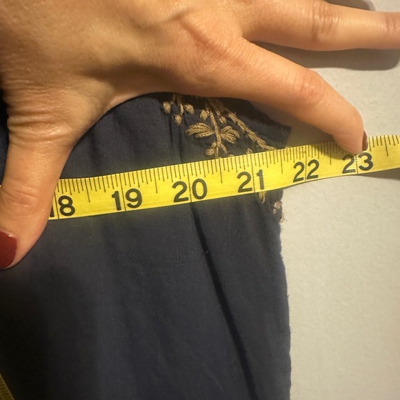 Roberta Roller Rabbit Dark Navy Bespoke Faith Dress with beige embroidery size M - Picture 10 of 15